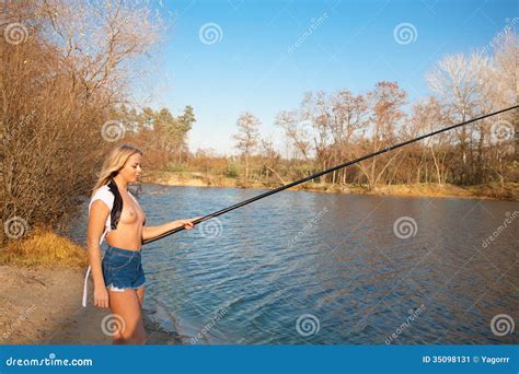 naked woman fishing